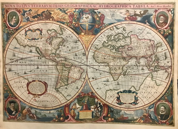 Hondius Hendrick (1573-1650) Nova totius terrarum orbis geographica ac hydrographica tabula 1630 Amsterdam